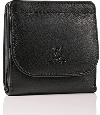 MATADOR Mini Geldbörse Herren Leder WIEN Kleiner Geldbeutel mit edler Geschenk Box, Elegantes Mini Portemonnaie mit RFID Blocker, Luxus Herren Geldbörse Klein mit vielen Fächern in Schwarz Nappa