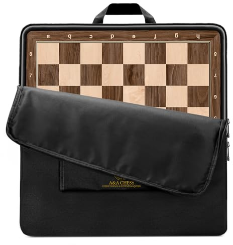 A&A 21.25 Professional Wooden Tournament Chess Board/Walnut & Maple Inlaid / 2.25 Squares w/Notation