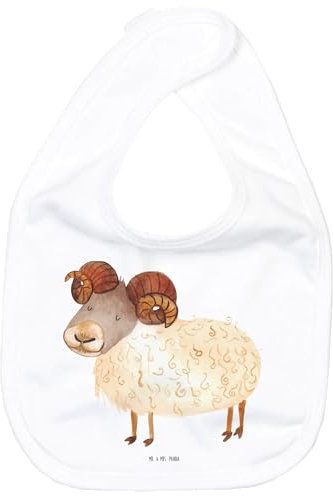 Mr. & Mrs. Panda Organic Babylätzchen Sternzeichen Widder - Geschenk, Widder Sternzeichen, Spucktuch, Sabberlätzchen, Klettlätzchen, Babygeschenk,