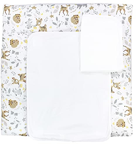 TupTam Wickelauflage mit 2 wasserfesten Frotteebezügen – weich gepolstert & hautfreundlich MAR02579, Farbe: Wilde Tiere, Größe: 65 x 75 cm