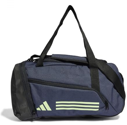 Adidas Unisex Essentials 3-Stripes Duffel Bag, Shadow Navy/Green Spark, XS