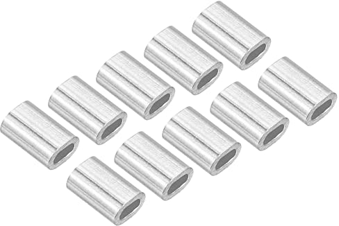 M METERXITY 100Stk Ovale Crimpen Hülse Aluminium 0.8mm Drahtseil Befestigung für Garten Zäune(5mm)