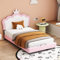 MQGPM Kinderbett Polsterbett 90 x 200cm mit Lattenrosten, Einzelbett Lattenrost aus Kopfteil Holz mit Kronenformung, Mädchenbett,Rosa(Ohne Matratze)