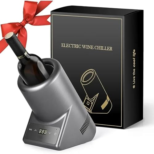 Raffreddatore per vino elettrico, refrigeratore per bottiglie di vino portatile per vino e champagne da 750 ml, refrigeratore per vino a bottiglia singola, mantiene freddo fino a 24 ore, regalo