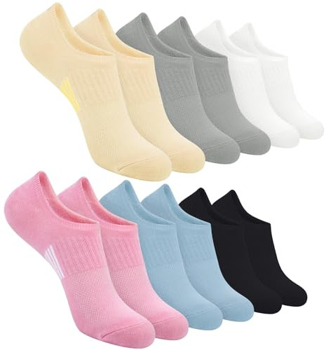 Cropgain 6 pares bambú Calcetines mujer Invisibles ocultos Tobillero fantasmas Calcetines bajoscon soporte para arco de tobillo EU 37-43, Blanco, negro, gris, nude, rosa, azul