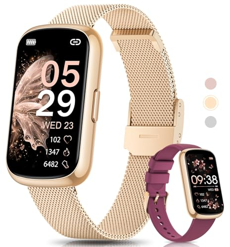 Sanorum Smartwatch Damen, 1.47 Fitnessuhr Pulsuhr SpO2 Schlafmonitor, 24 Sportmodi Aktivitätstracker, Nachricht Whatsapp, Menstruationszyklus Schrittzähler Sportuhr Wasserdicht IP68 Roségold