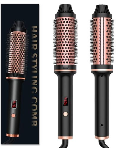 Hot Cura 38MM Heated Round Brush Volumizing Curler - LCD 120-210℃, Dual Voltage, Straight or Curl All Hair Types