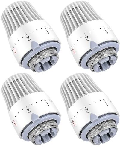 Heizungsthermostat Heizkörperthermostat Thermostat Heizung Thermostatkopf: 4 Stück Heizkörperventil M30x1,5, Heizungsregler mit Nullstellung, Thermostatventil Heizkörper Ersatzkopf für Büro Zuhause