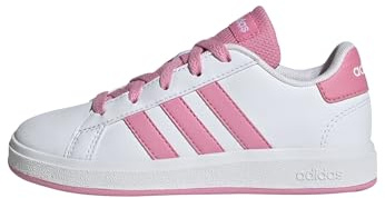 adidas Unisex niños Grand Court Lifestyle Tennis Lace-Up Shoes, FTWR White/Bliss Pink/Core Black, 35 EU