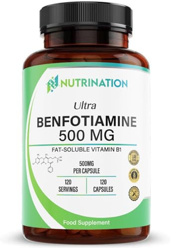 Benfotiamine 500mg x 120 Capsule | 4 Months Supply | Fat Soluble Vitamin B1 (Thiamine) for Nerve Health & Cognitive Enhancement | Vegan, Non-GMO & Gluten Free | Zero Additives | Third Party Lab Tested