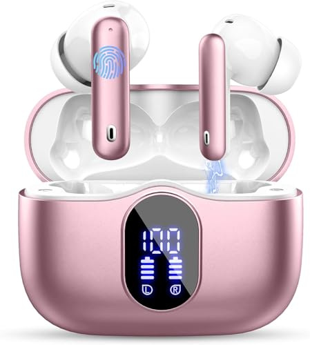 Auricolari wireless, Bluetooth 5.4 cuffie in-ear con 4 microfoni ENC, auricolari wireless con cancellazione del rumore, bassi profondi, display a LED, auricolari Bluetooth 36 ore di riproduzione