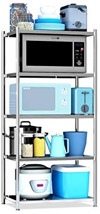 Scaffale da cucina in acciaio inox, organizer multifunzionale per forno a microonde e scaffalatura