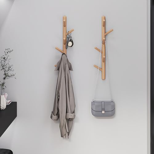 Perchero Vertical De Madera, Perchero Montado En La Pared, Ahorran Espacio, Perchero Pared, Decoración De Pared (3/4/5 Ganchos)(3 Hook)