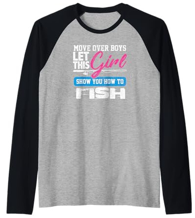 Chemise de pêcheur Fille Move Over Garçons Fille Montrer Comment pêcher Manche Raglan