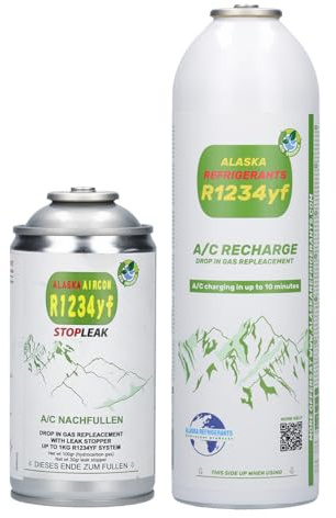 Alaska Refrigerants R1234yf - Refrigerante de repuesto para vehículos + sellador