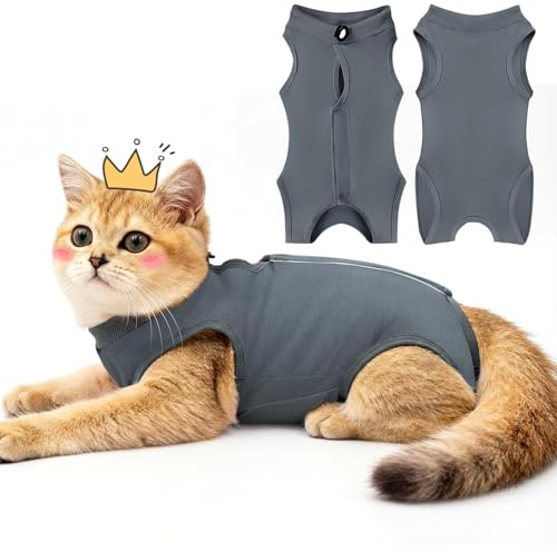 MELLIEX Traje de Recuperación Profesional para Gatos, Body Gata Esterilizacion,Ropa Postoperatoria Respirable para Gato, Body Protector Gata Camiseta de Esterilización