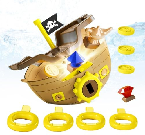 Juguete de Buceo en la Piscina para niños, Juego de Piscina de Buceo con Barcos Pirata del Tesoro, Cofre del Tesoro de la Piscinas, Divertido Regalo de natación de Verano para niños y niñas