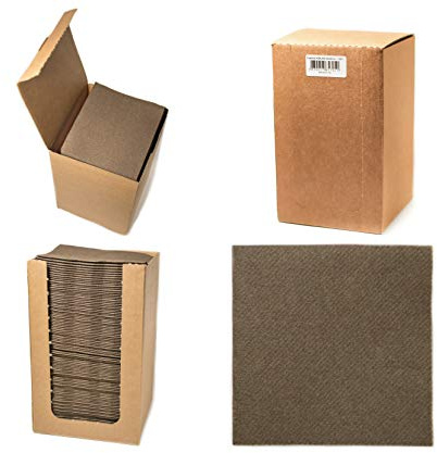Alvotex Chic Airlaid 100 Cocktail Napkins, 1/4 Pleats, Fabric-Like, Disposable Napkin, Brown, 20 x 20 cm