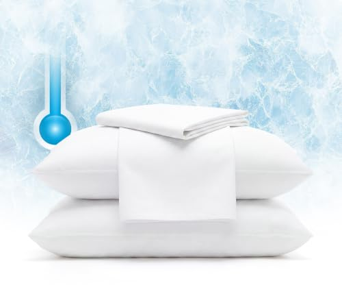 Serta Power Chill Cooling Pillow Protectors, Stain Resistant and Zippered Pillow Protector, Protects Pillow from Dust and Dirt (2 Pack), Standard/Queen, White