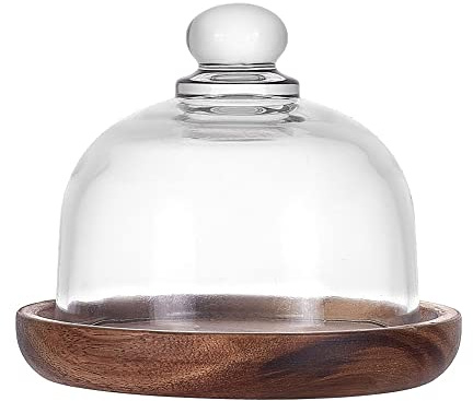 NBEADS Glass Dessert Dome with Base, Mini Domo Cake Cloche Dome Display Cases Bell Jars Cloche Glass Display Server Tray for Kitchen Birthday Party Wedding, Diameter of The Glass Bell: 3.14