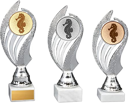 eberin – Premium Seepferdchen Pokal Trophäe Award für Schwimmhelden in 3 Größen mit Gravur