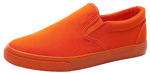 Jamron Hombre Color Sólido Slip On Zapatos de Lona Zapatillas Casual Sneakers Plimsolls Naranja SN0706142 EU43