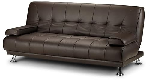 Home Detail Montana Sofa Bed 3 Seater, Brown Faux Leather | Clic Clac, Sofabed