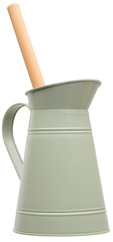 Redecker WC-Metallkanne grau-grün, mit WC-Bürste