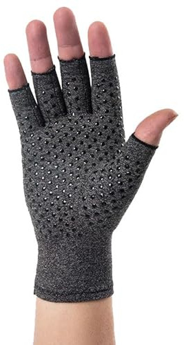 BrightGlow 2 paia di guanti per artrosi, a compressione, senza dita, imbottiti, per attività all'aperto, antiscivolo, per sport, grigio., M