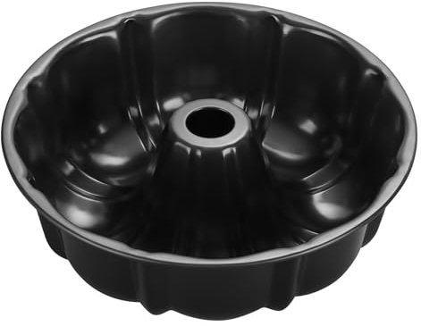 Homikit Non-Stick Fluted Cake Tin, 10 Inch Carbon Steel Ring Cake Pan Round Baking Mould, Non-Toxic & Sturdy, Leak-Proof & Easy Release, Easy Clean - Black