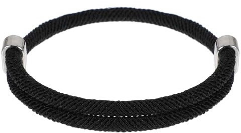 AOZUO Segeltau Armband Herren,Verstellbares Armbänder,Schwarz Nautic Geflochtenes Nylon Surferarmband für Surfer Alltag Outdoor Freizeit Männer Damen (15-30cm)(1)