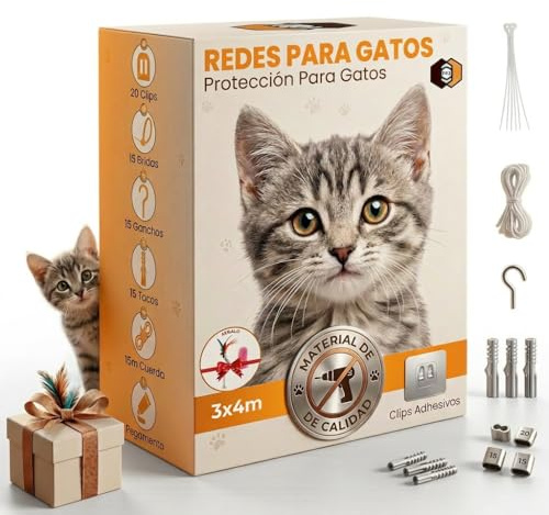 FR3® Red para Gatos Transparente 3x4m | Malla de Seguridad Invisible para Balcones, Terrazas y Ventanas | Alta Resistencia UV y Clima | Kit de Instalación Completo con Bridas, Tacos y Adhesivos