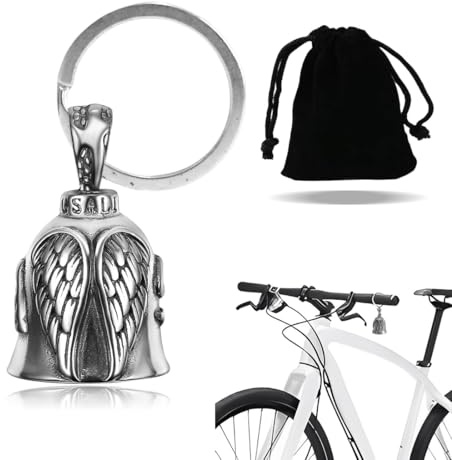 Campana de la guarda para motocicleta, campana de motocicleta, llavero de motocicleta de la suerte, ángel de la guarda con anillo colgante para motocicleta