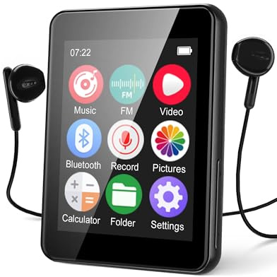 64GB MP3 Player for Kids, 2.4 Portable Music Player with Speaker, FM Radio, Voice Recorder, E-Book, Full Touch Screen, Supports up to 256GB, Earphones Included (No WiFi)
