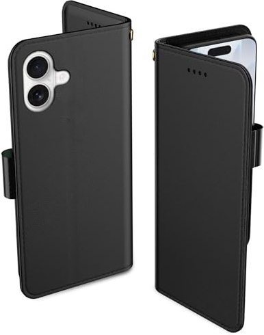 Aiziki Coque pour iPhone 17, Etui Protection Housse Premium en Cuir PU, [Pochette de Portefeuille] [Fermeture Magnétique] [Etui à Rabat]- Noir