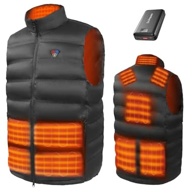 DR.PREPARE Gilet Riscaldato con Batteria 7,4 V 16000 mAh Giacca Riscaldata per Uomo e Donna 3 Livelli di Calore 10 Zone di Riscaldamento per Sci Pesca Escursionismo Campeggio Taglia M