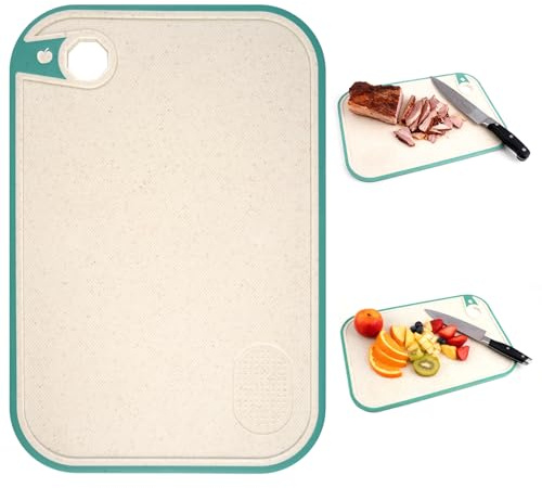 Planche a Decouper Plastique Sans BPA, 30x20cm Planche à Découper de Cuisine, Chopping Board avec Rainure Presse-ail, Antidérapante Planches Cuisine, Passe au Lave-vaisselle, pour Viande Fruit Légume