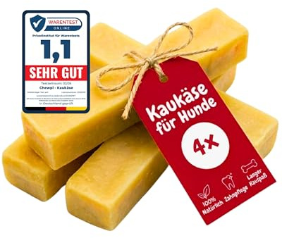 Kaukäse für Hunde S - 4er-Pack - 100% Natürliche Käsestangen für Hunde - Käseknochen Hund mit Langer Kauzeit - Unterstützt die Zahnpflege - Ideal für Starke Kauer - Chewpi