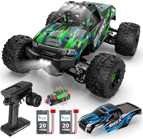 Radiostyrd bil, 1 14 RC bil Brushless 75+ km/h Offroad, 4WD RC bil Snabb med 7 ljus, 2 batterier, 2.4GHz terrängfordon, fjärrstyrd bil från 8 10 år, vuxna