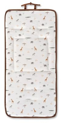 Interbaby - Colchoneta para Silla de Paseo Universal Reversible, Estampado Jirafa Savanna Beige y Reverso Liso, Cojín de Verano para Cochecito y Asiento de Carro