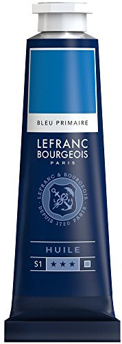 Lefranc Bourgeois 810022 feine Ölfarbe, lichtecht mit hervorragender Deckkraft & hoher Farbintensität, gleichmässiger Konsistenz und optimaler Mischbarkeit, 40ml Tube - Primärblau