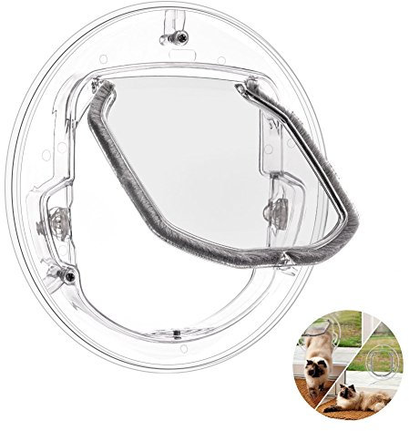 HUIPYOU Fashion Pet Dog finestra/porta 4 WAY Lock Cat Puppy Doggie cancello porta con serratura rotonda trasparente per schermo finestra/porta scorrevole in vetro/vetro finestra