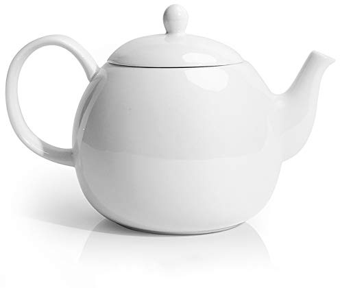 Sweese Porcelain Teapot, 40 Ounce Tea Pot - Large Enough for 5 Cups, White