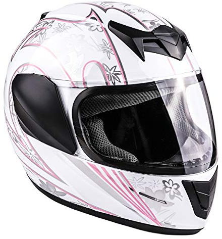 Typhoon Youth Full Face Motorcycle Helmet Kids DOT Street - White Pink Butterfly ( XL )