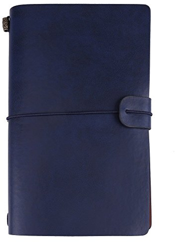 Fafeicy Cuaderno Diario de Viaje Cuaderno de Cuero PU Vintage Bloc de Notas Personalizado Diario Recargable 5 x 8,2 inch Travel Journal (Azul oscuro)