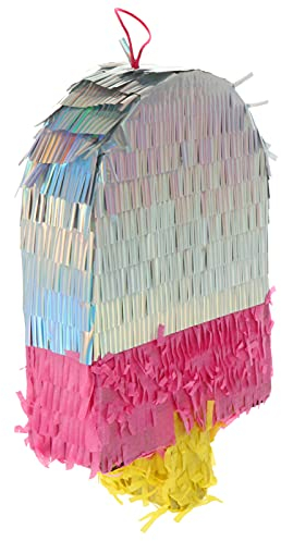 NUOBESTY Folie Pinata EIS in Regenbogen Farbe Shiny Glitter Hängen Dekor Bunte Und Festliche Traditionelle Mexikanische Pinata für Veranstaltungen Cinco de Mayo Taco Fiesta Decor
