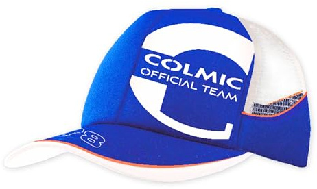 Colmic – Cappello Sportivo Blu Mesh cap Orange Series – Cappellino Traspirante con Rete Posteriore e Visiera Curva – Taglia Regolabile