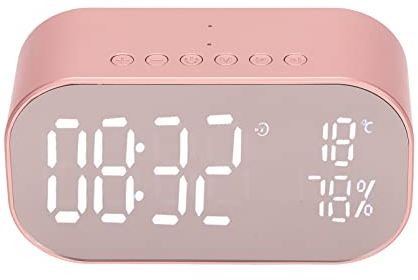USCCE Digital Alarm Clock Radio with Bluetooth Speaker, Two Way Call, 3 Adjustable Brightness, FM Radio, Multiple Ports, Thermometer, Battery Backup(Rose Gold)