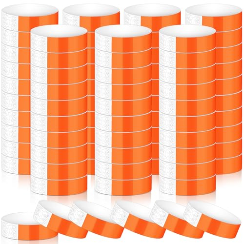 Aoriher 600 Pulseras Identificativas de Papel Pulseras de Entrada al Concierto Ligeras Brazalete de Festivales Impermeable Banda de Muñeca de Evento para Fiestas Seguridad Discotecas (Naranja)