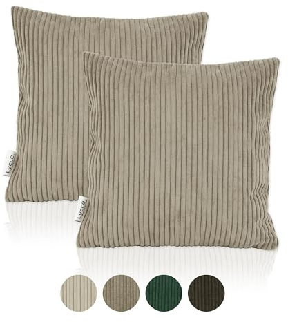 Lycce Kissenbezug, Kissenhülle für Dekokissen 2er Set Cordstoff Taupe (40 x 40 cm), dekorative Zierkissen & -hüllen, Cord Kissen vielseitig einsetzbar für Dein Zuhause